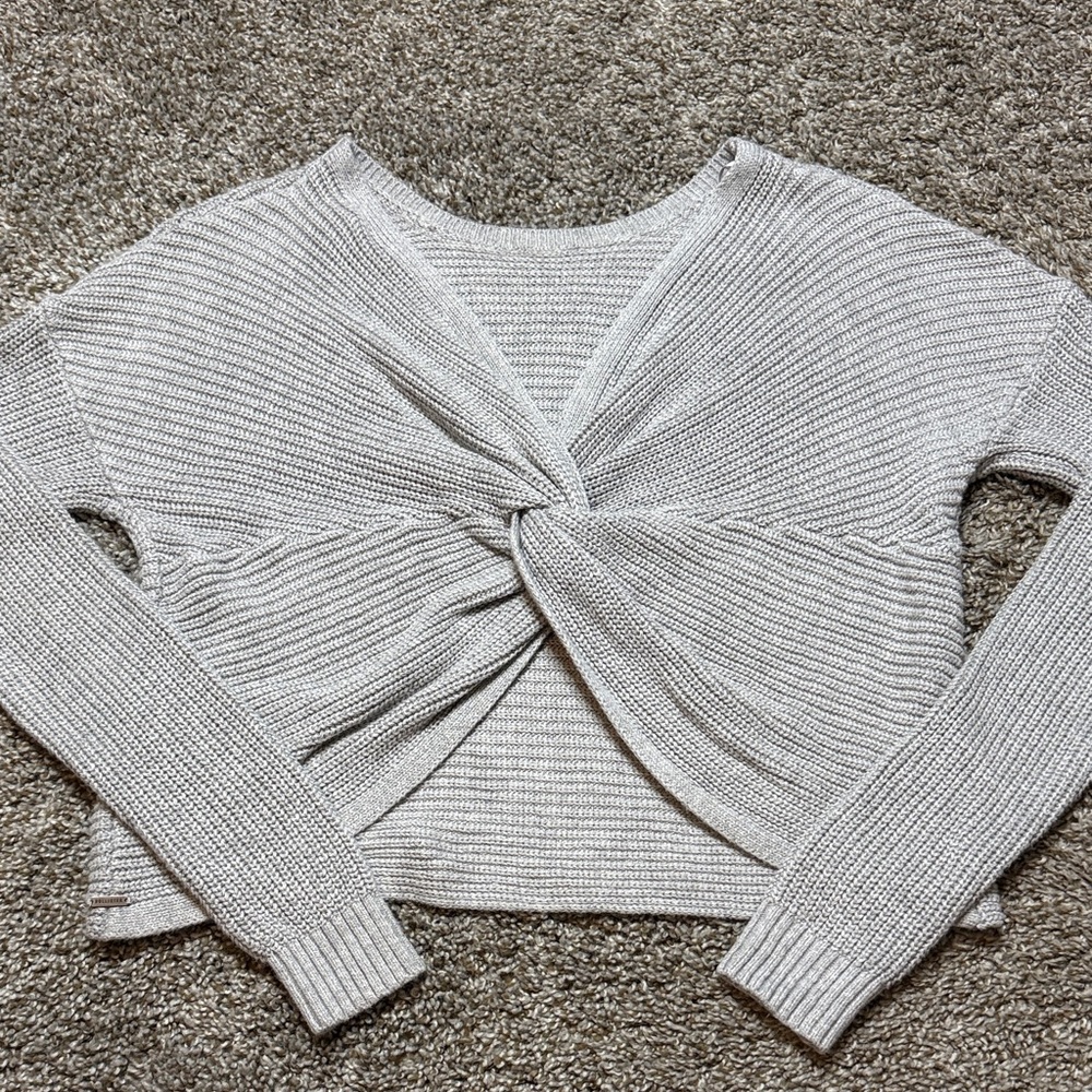 Hollister Gray Twist Reversible Sweater